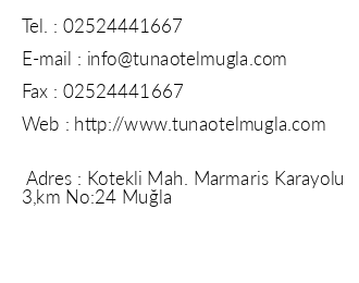 Tuna Hotel iletiim bilgileri